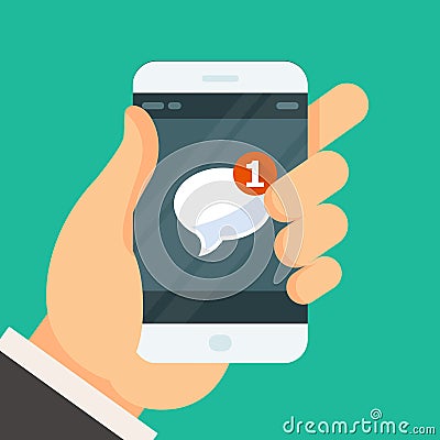 New incoming message - email received icon on smartphone Vector Illustration