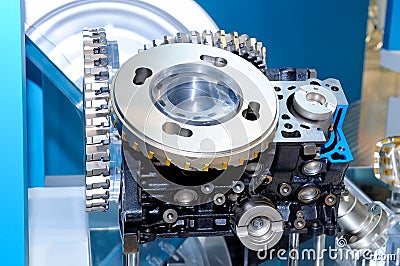 New industrial mechanism on a blue background Stock Photo