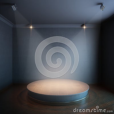 New interior with a round concrete podium and lighters Stock Photo