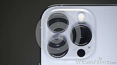 New iPhone. Action.New technology development concept with three cameras and new packaged box. Use for editorial only. Editorial Stock Photo