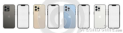 New iphone 13 pro in four colors Vector Illustration