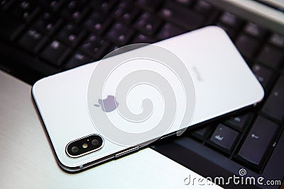 New Iphone X in white color Editorial Stock Photo