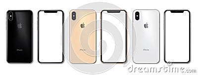 New iPhone Xs in 3 colors Vector Illustration