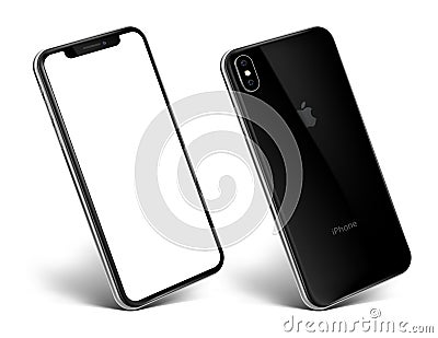 New iPhone Xs black view at an angle Cartoon Illustration