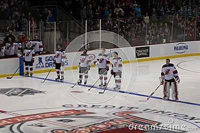 New Jersey Devils Stand of National Anthem Editorial Stock Photo