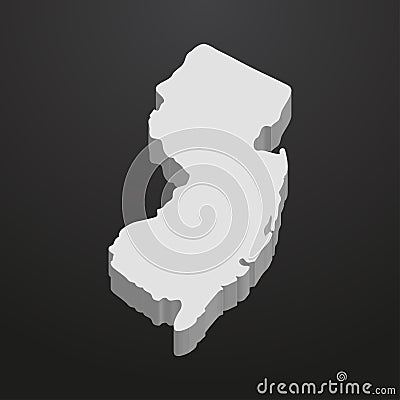 New Jersey State map in gray on a black background 3d Stock Photo