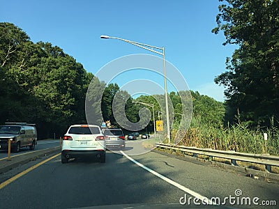 New Jersey Turnpike off ranmp at rush hour on Summer day. Lots of traffic. Editorial Stock Photo