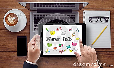 New Job and Online Job Search Concept Stock Photo