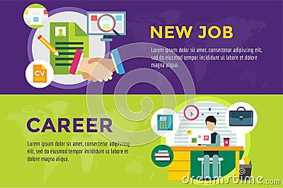 New job search and career work infographic Vector Illustration