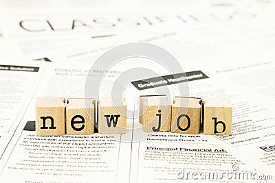 New job wording stack on classifieds ads Stock Photo