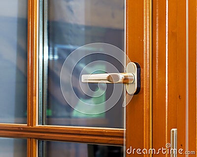 New laminated brown window inside view Stock Photo