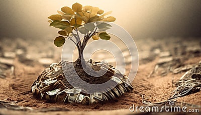 New life grows with fragility on earth generated by AI Stock Photo