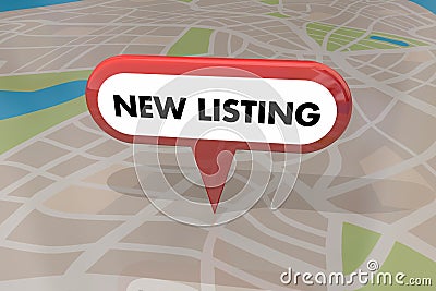 New Listing Home House for Sale Real Estate Map Pin 3d Illustration Stock Photo