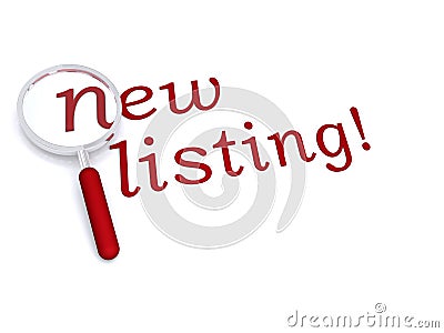 New listing with magnifying glass Stock Photo