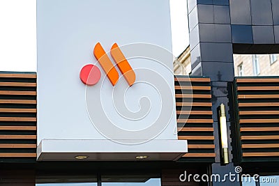 new logo and title fast food McDonalds Restaurant in Russia Vkusno I Tochka 24.04.23 StPetersburg Russia. Editorial Stock Photo