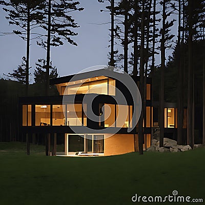 new look house in the woods Stock Photo