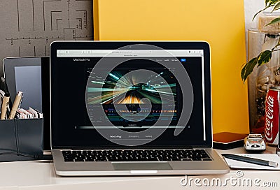 New MacBook Pro retina with touch bar final cut pro Editorial Stock Photo