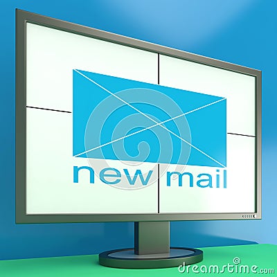 New Mail Envelope On Monitor Showing Received Stock Photo