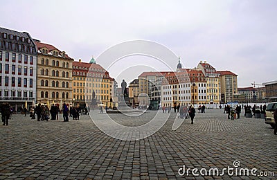 New Market Square, Dresden, Germany. Panorama of the square with Editorial Stock Photo