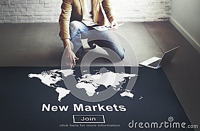 New Markets Commerce Selling Global Business Marketing Concept Stock Photo