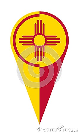 New Mexico Map Pointer Location Flag Vector Illustration