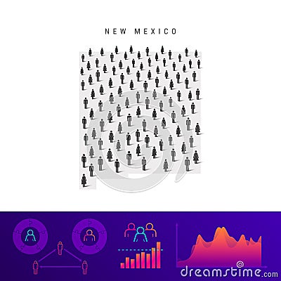 New Mexico people map. Detailed vector silhouette. Mixed crowd of men and women. Population infographic elements Vector Illustration