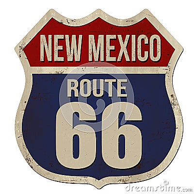 New Mexico, Route 66 vintage rusty metal sign Vector Illustration