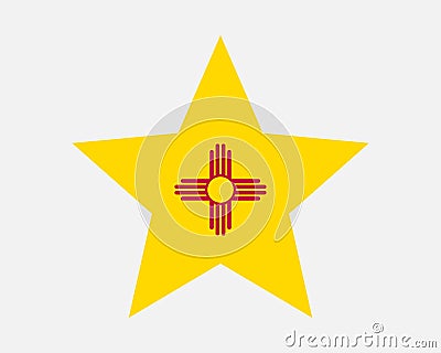 New Mexico Star Flag. NM USA Five Point Star Shape State Flag. New Mexican US Banner Icon Symbol Vector Vector Illustration