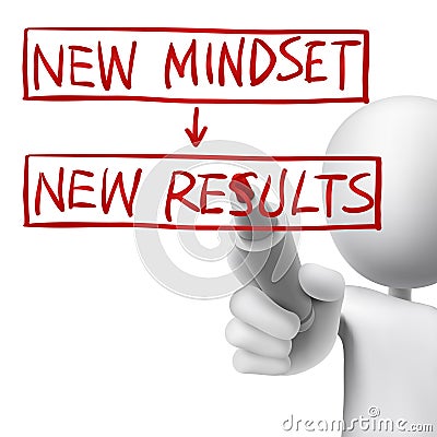 New mindset to new results written by 3d man Vector Illustration