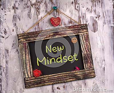 New mindset written on Vintage sign board Stock Photo