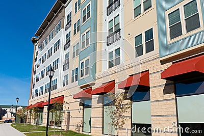 New mixed use building exterior Stock Photo