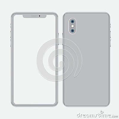 New mobile phone with camera, white screen, back cover on white background Cartoon Illustration
