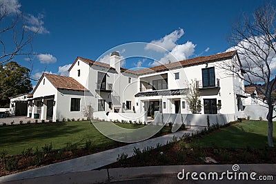 New Modern Classic Luxury Home Exterior in Arizona Stock Photo