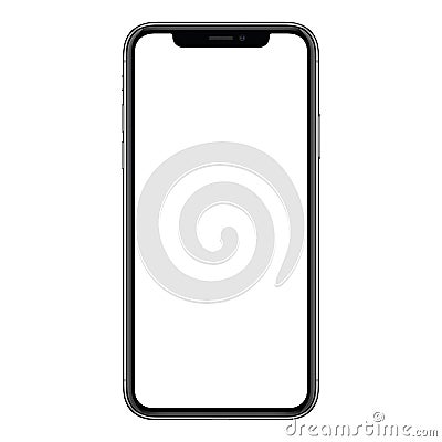 iPhone X. New modern frameless smartphone mockup with white screen isolated on white background Stock Photo