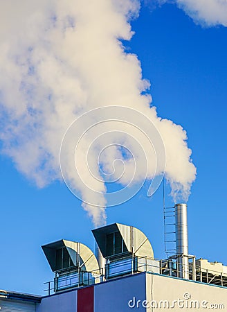 A new modern gas cogeneration heating plant with high thermal energy efficiency Stock Photo