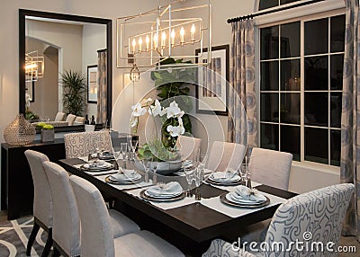 New modern home fine formal dining room Stock Photo