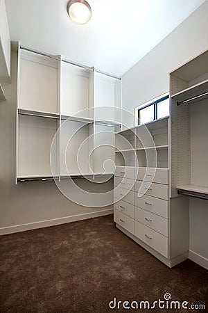 New Modern Home Guest Closet Stock Photo