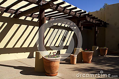 New Modern Home Southwestern Patio Stock Photo