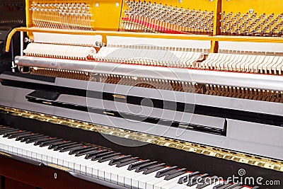 New modern piano with open strings Stock Photo