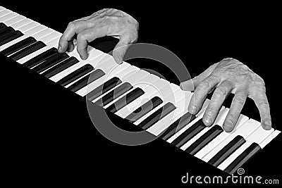 New modern pipe organ keyboard top view. Stock Photo