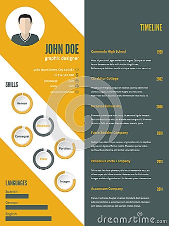 New modern resume cv template with photo Vector Illustration