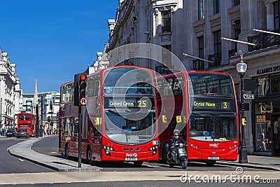 New modern Routemaster double decker red bus Editorial Stock Photo