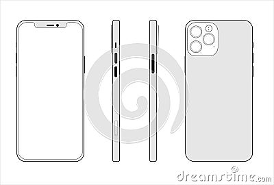 New modern grey smartphone similar to iphone 12 Vector Illustration