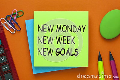 New Monday New Week New Goals Stock Photo