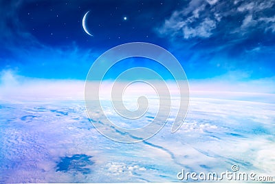 New moon. Prayer time. Generous Ramadan. Stock Photo