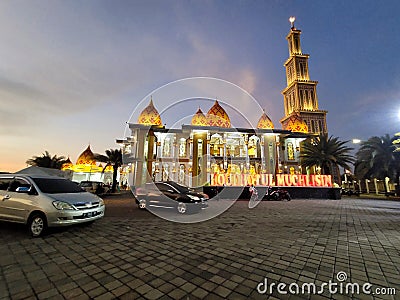 New mosque architecture building with Beautifully decorated in Indonesia Editorial Stock Photo