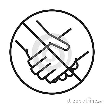 New normal, avoid handshaking, after coronavirus disease covid 19, linear icon style Vector Illustration