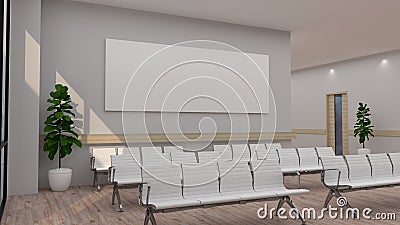 New normal classroom and spacing of tables and chairs to prevent the spread of coronavirus COVID-19. IEmpty classroom for teach Stock Photo