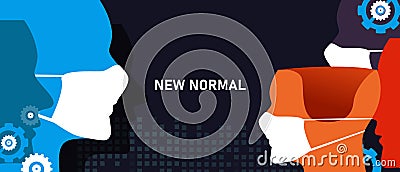 New normal concept life after covid-19 corona virus people wearing mask Vector Illustration