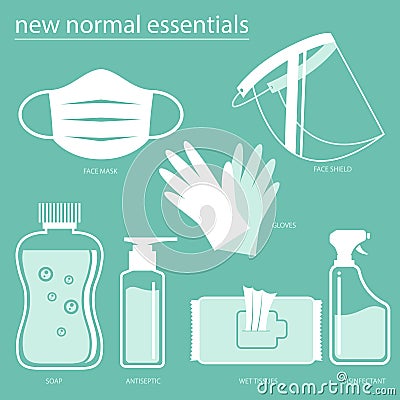 New Normal Essentials set vector icons Vector Illustration